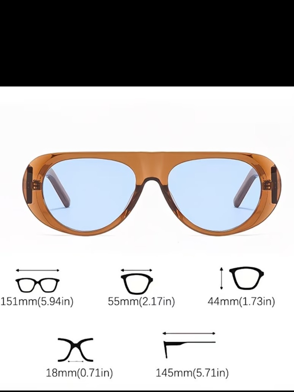 Affordable Fashion Finds Brown Frame Sunglasses with Blue Lenses - Picture 9 of 9